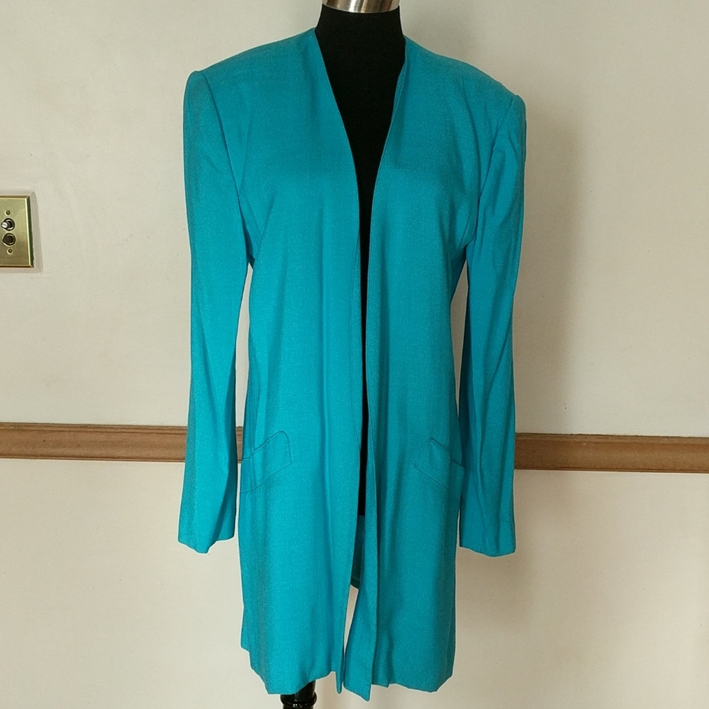Vintage bright Tourquoise oversized Jacket size 6
